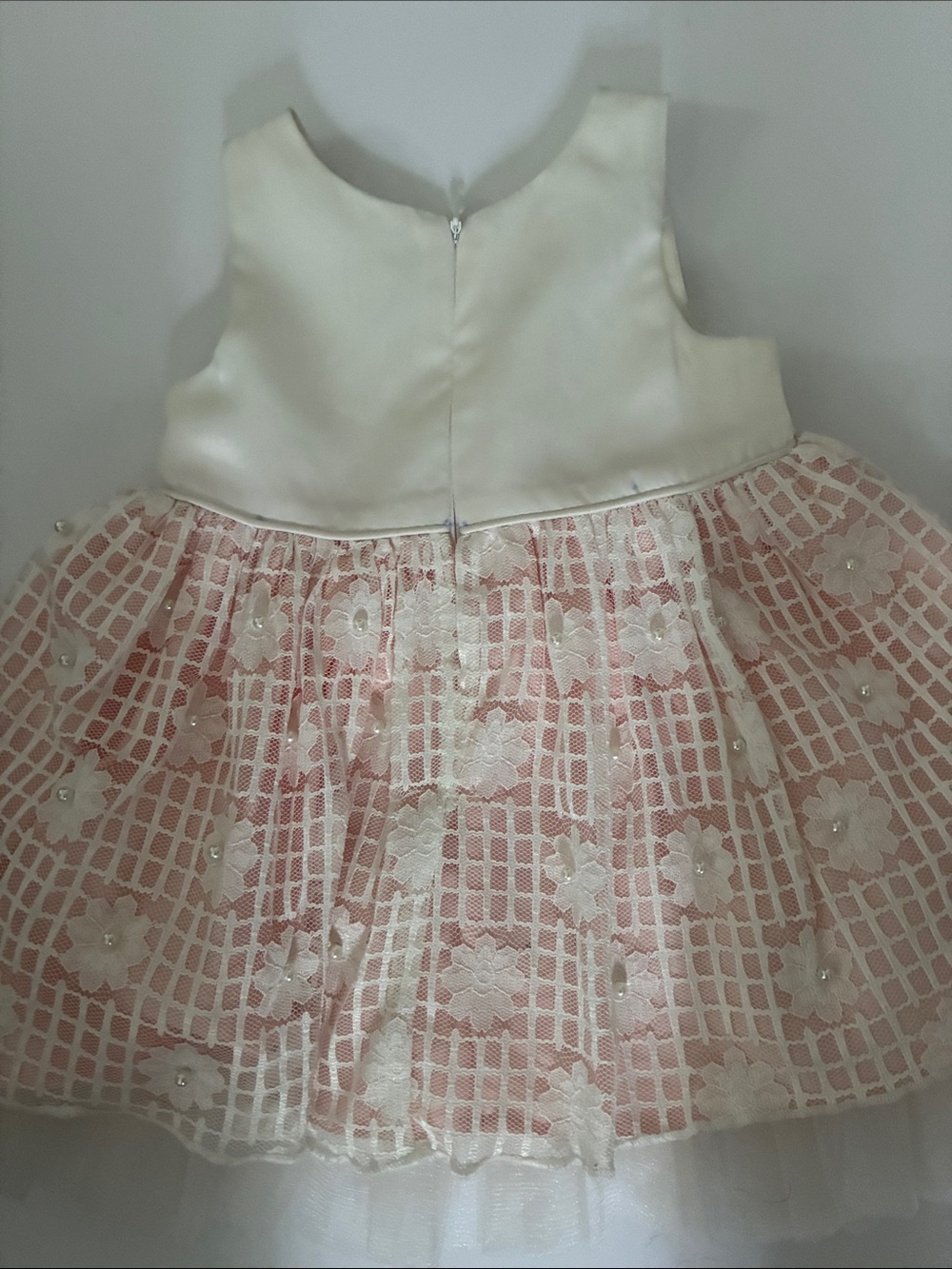 American Girl Ivory and Light Pink Floral Lace Party Dress ,size 18 months